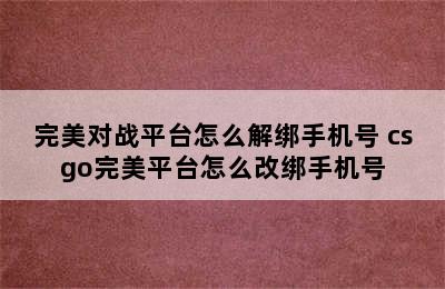 完美对战平台怎么解绑手机号 csgo完美平台怎么改绑手机号